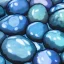 Placeholder: Blue raindrops on a rock, close up view, photo quality, stone marble, ultra realistic, light and shadow and reflections also a flower in the middle