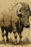 Placeholder: Buffalo illustration, tough, sportieve Buffalo, ijking style, details backgound, Buffalo standing in two legs