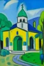 Placeholder: A gray monastery made out if steel painted by Alexej von Jawlensky