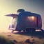 Placeholder: Modern Caravan, ultra realistic, intricate details, ultra highly detailed, shiny, smooth, studio quality, octane render, Surrealism, Triadic colour scheme,glow-stick, ambient lighting,nightclub lighting, polaroid, 100mm, --ar 1:1 --v4