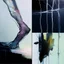 Placeholder: Minimal contemporary abstract oil painting, close up person limbs, concrete fragments, illuminated at dusk of Justin Mortimer And Francis bacon