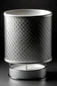 Placeholder: Metalic grid base lamprod with a big white linen round lampshade