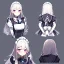 Placeholder: High quality, Detailed, Black long hair, Purple eyes, mouth open, blushing, maid clothes, concept art, clothes kinda reavling