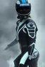 Placeholder: Black racing suit AnnaSophia Robb, portrait, bright white eyes, wearing high tech racing helmet, white smoke, dark, rage, sorrow, high definition, ultra 8 k, volumetric lighting, blue fire, fog