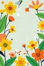 Placeholder: A vibrant floral border inspired by the Golf brand, mixing bold, stylized flowers with graphic elements like stripes and dots. The flowers are brightly colored in yellows, oranges, and greens, with thick, playful outlines and abstract shapes framing the blank center for text.