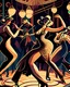 Placeholder: A roaring 1920s jazz club with lively dancers and musicians, in the style of Art Deco, rich colors, intricate patterns, dynamic movement, atmospheric lighting, high resolution