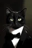 Placeholder: a potrait of a black cat in tuxedo animated