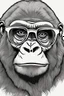 Placeholder: Outline art for cute coloring pages with gorilla with glasses, full body, white background, sketch style, only use outline, clean line art, no shadows and clear and well outlined.