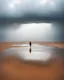 Placeholder: ultraralistic photography of people are sinking in flooded in storm oasis in the desert clouds and rain and fog