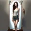 Placeholder: pretty girl, aged 18, brunette, conventionally attractive, realism, skinny, hourglass, full length