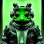 Placeholder: cyberpunk frog, smoking, green filter