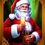 Placeholder: romantic fantasy spray painting, magical forest background, portrait of santa