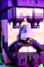 Placeholder: a close-up portrait of a purple Minecraft face, farmer, black beard,3d, large pixel style