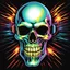 Placeholder: Skull being electrified, 80s airbrush artwork style, bright colored retro ... pixel art 16bit retro style ..