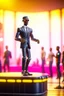 Placeholder: 60s cute punk wesley snipes chat robot with suit and tie and rollerskates,on podium at festival, its such a perfect day, motion blur, smoke, 8k, downlight, soft light, depth of field, photorealism, trending on art station, some detail