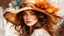 Placeholder: Vintage art, brown and orange shades, sunny day, straw hat for woman, summer dress, splashes of art, in the style of Dante Gabriel Rossetti, Yossi Kotler, Camilla D'Errico, masterpiece, fine art in the style of Carne Griffiths, Paula Hoppe
