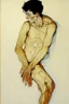 Placeholder: painting of a figure with the life-filled void of an empty existence, egon schiele masterpiece