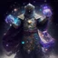 Placeholder: The Muslim commander in a battle dress made of galaxies and stars with a glove that has seven endless stones with a powerful army behind him