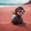 Placeholder: elongated female ninja dog snail witch on the red sand beach ,bokeh like f/0.8, tilt-shift lens 8k, high detail, smooth render, down-light, unreal engine