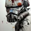 Placeholder: photorealistic at-at pilot helmet with weathered painting , illustration on coarse canvas by <agnes cecile> and <Yoji Shinkawa>, ornate and intricate details , soft smooth lighting, ultra detailed concept art,