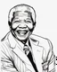 Placeholder: Outline art for coloring pages with Nelson Mandela, white background, cartoon character, sketch style, only use outline, line art, white background, no shadows and well and clear outline