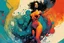 Placeholder: create a wildly abstract and chaotic full body illustration of an amorphous woman utilizing fluid organic shapes, in the comic book art style of Bill Sienkiewicz, Mike Mignola, and Jean Giraud Moebius, finely textured, drawn, colored, and inked