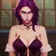 Placeholder: a gorgeous busty female fantasy mage caressing herself in a sensual dress