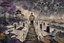 Placeholder: face to the camera in midle one alone human figure with a big map his hands in weird whimsical clothes stands on thin weird bridge , weird whimsical landscape, forest, and Sahara water and rocks,, around surreal cracked painted weird land with some black doors. dark purple, gray, black, white, brown. Whimsical style of Chagall , of Minjae Lee and Anton Semenov, lonely with absurd beauty. broken, weird bizarr,e absurd nightmare, neuron network background, surreal vibe