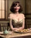 Placeholder: Ultra realistic photographic portrait, happy Gina Lollobrigida woman sitting with arms resting on Italian kitchen table, ravioli dish, renaissance style decoration, soft color, highly detailed, unreal engine 5, ray tracing, RTX, lumen lighting, ultra detail, volumetric lighting, high definition.