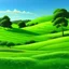 Placeholder: A green meadow with small hills painted by Frank Wilson