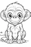 Placeholder: outline art for cute Monkey coloring pages with sitch, white background, Sketch style, full body, only use outline, toddlers style, clean line art, white background, no shadows and clear and well outlined.