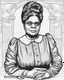 Placeholder: Outline art for coloring pages with Ida B. Wells, white background, sketch style, only use black outline, white background, no shadows and well and clear outline