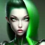 Placeholder: fantasy setting, green and black hair, more black hair