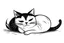 Placeholder: lazy cat cartoon simple black and white