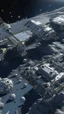 Placeholder: asteroid mining construction with robotic arm in the space from a space station