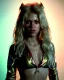 Placeholder: portrait, Shakira, blonde artist, angry, Realistic image, MMA robe, hoodie, mma gloves, loose long hair, eyes make up, gold line make up, moisture, sweat, fog, goddess, Neon colors, leds. Black background, photo studio, concept art, smooth, unreal engine 5, god lights, ray tracing, RTX, lumen lighting, ultra detail, volumetric lighting, 3d, finely drawn, high definition, 4k.