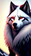 Placeholder: Feral, White fur, Werewolf, Red eyes, character, full body portrait, expert, insanely detailed, 4k resolution, cinematic smooth, intricate detail, fluffy, award wining portrait