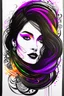 Placeholder: an abstract calligraphic portrait of a goth girl , finely drawn and inked, 4k, hyper detailed and vibrantly colored in the calligraphy style of Soraya Syed