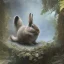 Placeholder: fantasy magic, sharp focus, illustration, highly detailed, digital painting, concept art, art germ and Paul Lewin and Kehinde Wiley, masterpiece silver slolo rabbit, dark blue aye