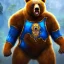 Placeholder: An angry bear in blue and gold armor, background of Inka jungle, high detail, smooth, realistic, digital illustration, Artstation, artgerm,