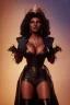 Placeholder: Pam Grier as evil queen in black leather, leather, busty, cleavage, angry, stern look. character design by cory loftis, fenghua zhong, ryohei hase, ismail inceoglu and ruan jia. unreal engine 5, artistic lighting, highly detailed, photorealistic, fantasy