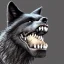 Placeholder: black alpha wolf baring teeth photorealistic