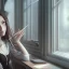 Placeholder: Anime, female student studying by the window,perfect face, cool face, ultra detail, unreal engine 5, cinema4d, sun light, studio lighting --ar 1:1 --v 4