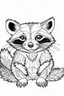 Placeholder: outline art for Raccoon Kit coloring pages with sitch, white background, Sketch style, full body, only use outline, toddlers style, clean line art, white background, no shadows and clear and well outlined.