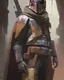 Placeholder: mandalorian bounty hunter from star wars by greg rutkowski, random colored armor, mismatching, weathered, damaged armor, highly detailed portrait, digital painting, artstation, concept art, smooth, sharp foccus ilustration, artstation hq