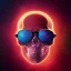 Placeholder: Midjourney style of detailed and intricate skull wearing red sunglasses| wearing cosmonaut suit| portrait and science fiction theme| aurora lighting| nebula and stars| stunning environment| volumetric lighting| vibrant