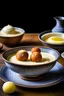 Placeholder: Moroccan Date and Nut Balls Accompanied by Sugar-Free Vanilla Custard