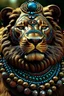 Placeholder: A lion with traditional beads around its neck symbolizing tradition. Should be realistic