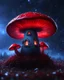 Placeholder: A solitary floating mushroom house on a clear night. silver and blue and red, Dark cosmic interstellar. Detailed Matte Painting, deep color, fantastical, intricate detail, splash screen, hyperdetailed, insane depth, concept art, 8k resolution, trending on Artstation, Unreal Engine 5, color depth, backlit, splash art, dramatic, High Quality Whimsical Fun Imaginative Bubbly, perfect composition