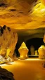 Placeholder: A golden yellow cave with round crystals painted by Pablo Picasso